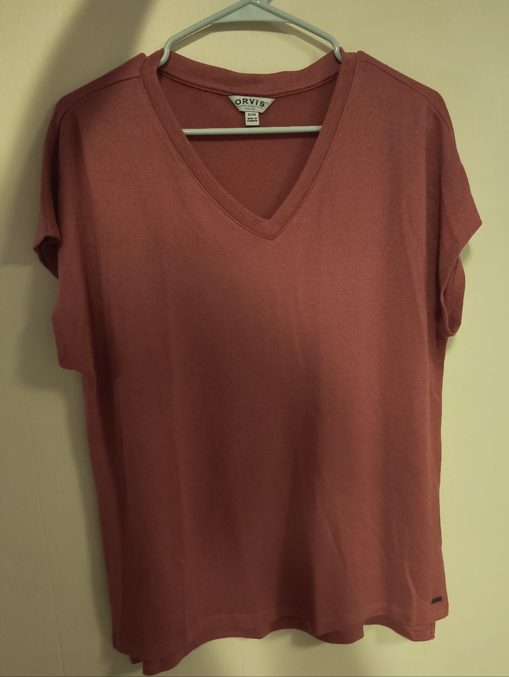 Orvis Women's V-Neck Short Sleeve Top - Dusty Rose Mauve